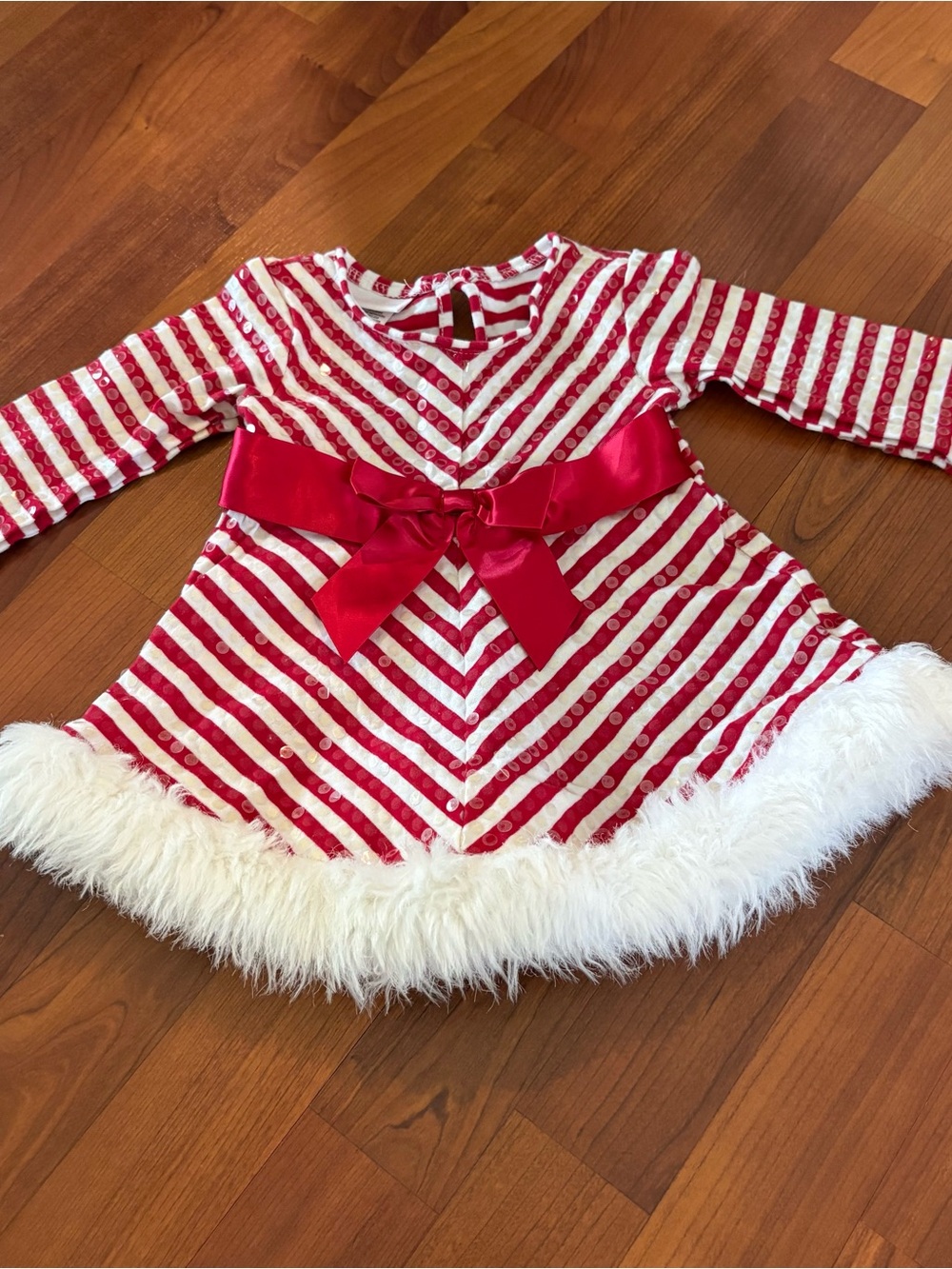 Bonnie Baby Red and White Striped Holiday Dress 12 Month